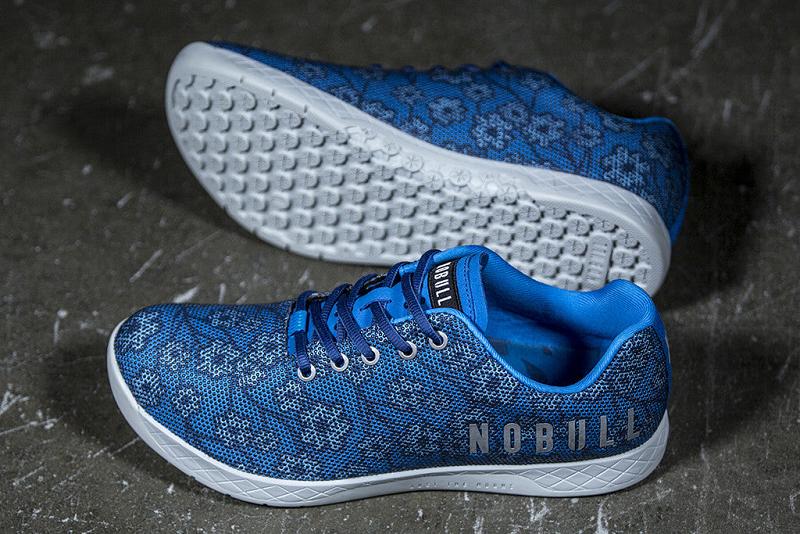 Men\'s Nobull Spring Floral Trainers Blue | SG P2198J